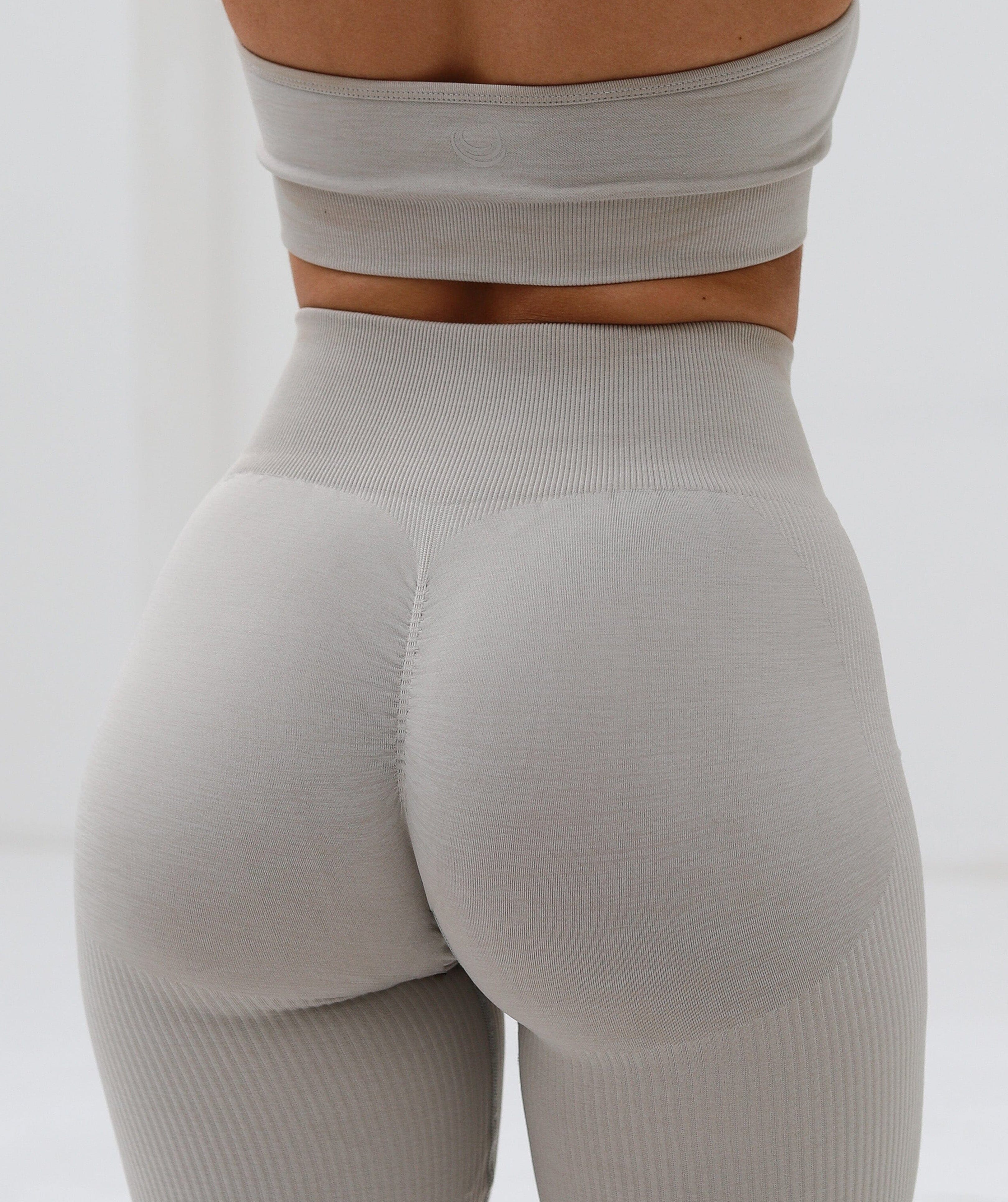 Scrunch Seamless Ribbed Contour Leggings Bone Grey 