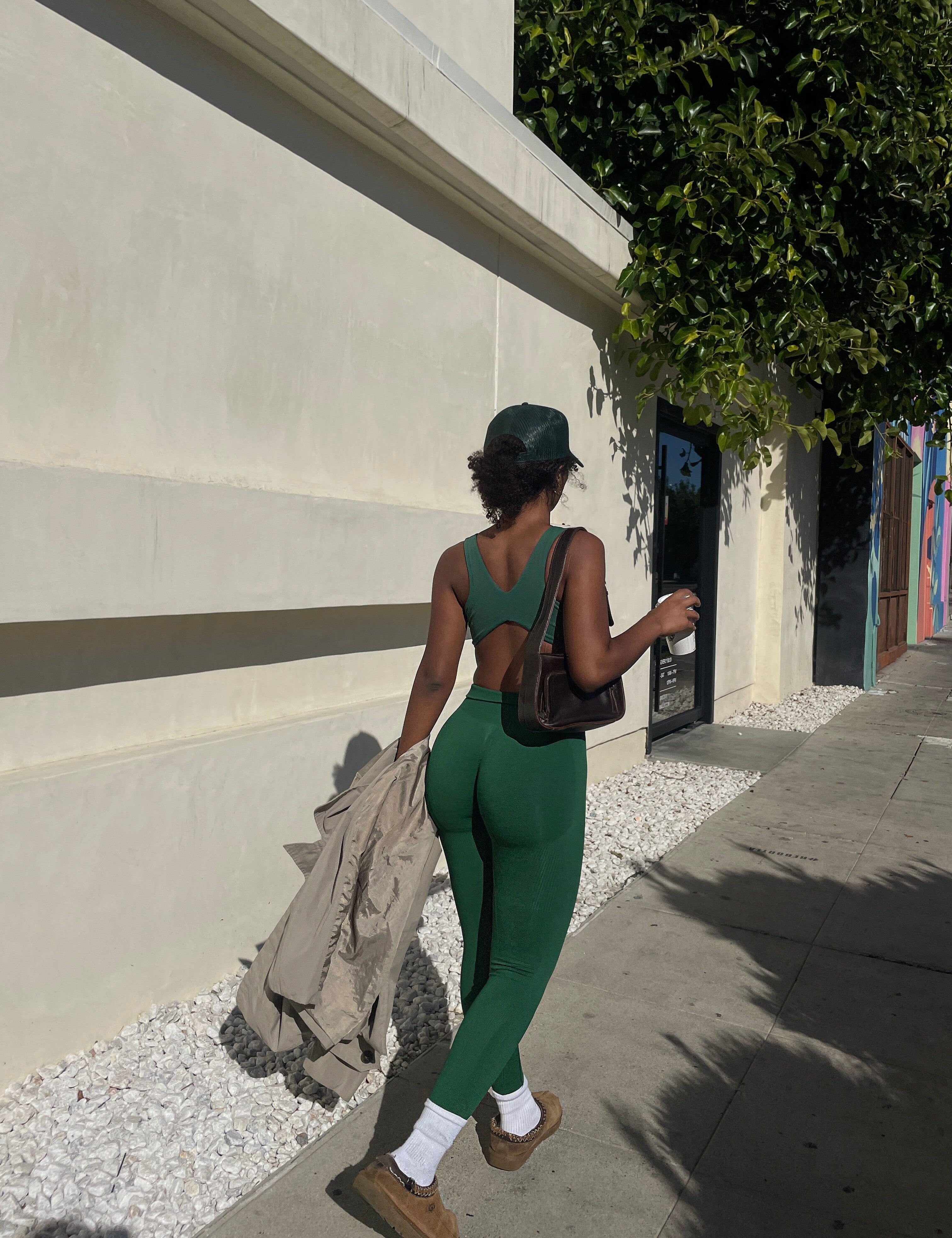 Scrunch Seamless Ribbed Contour Leggings Royal Green 