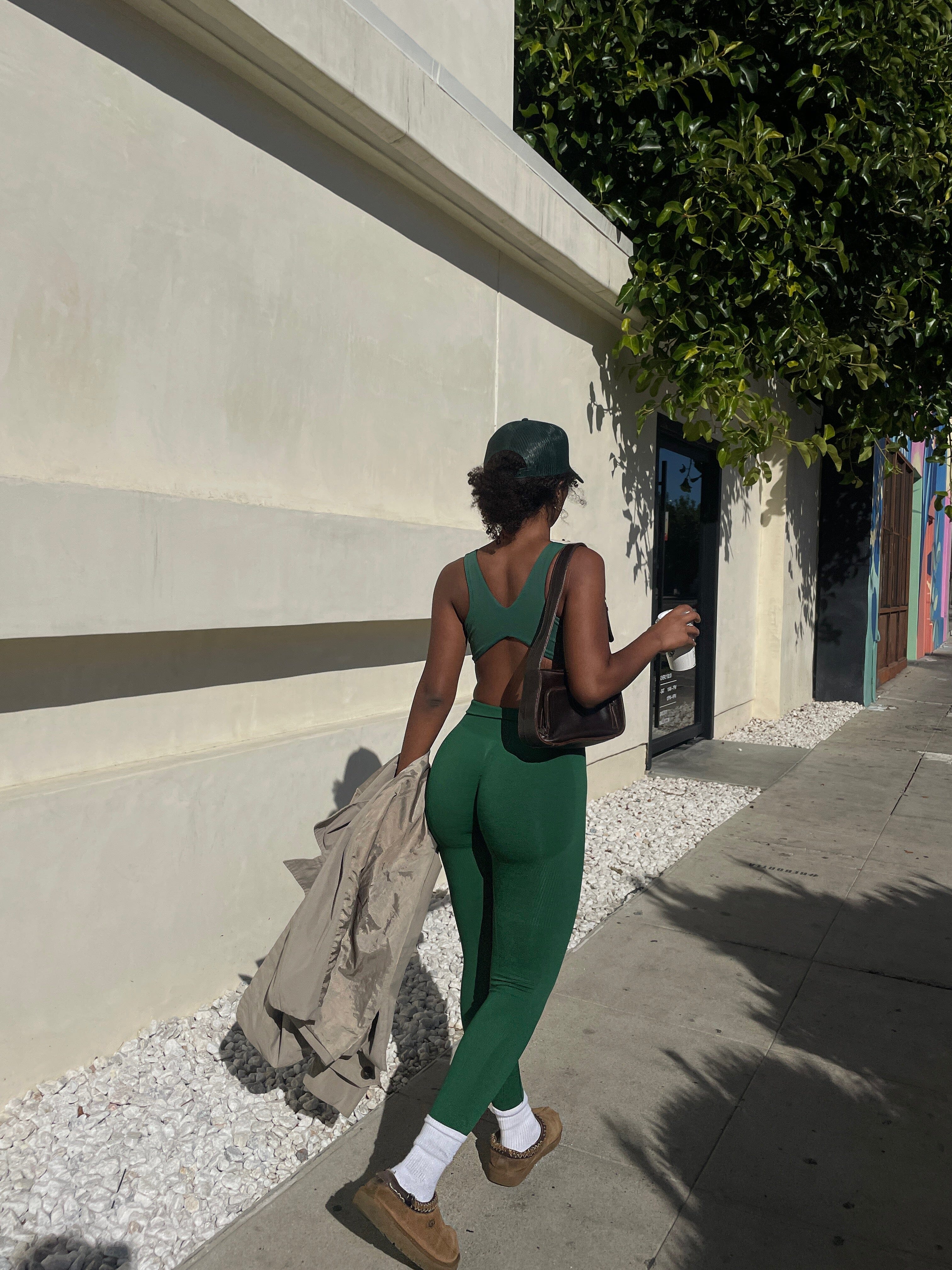 Scrunch Seamless Ribbed Contour Leggings Royal Green 