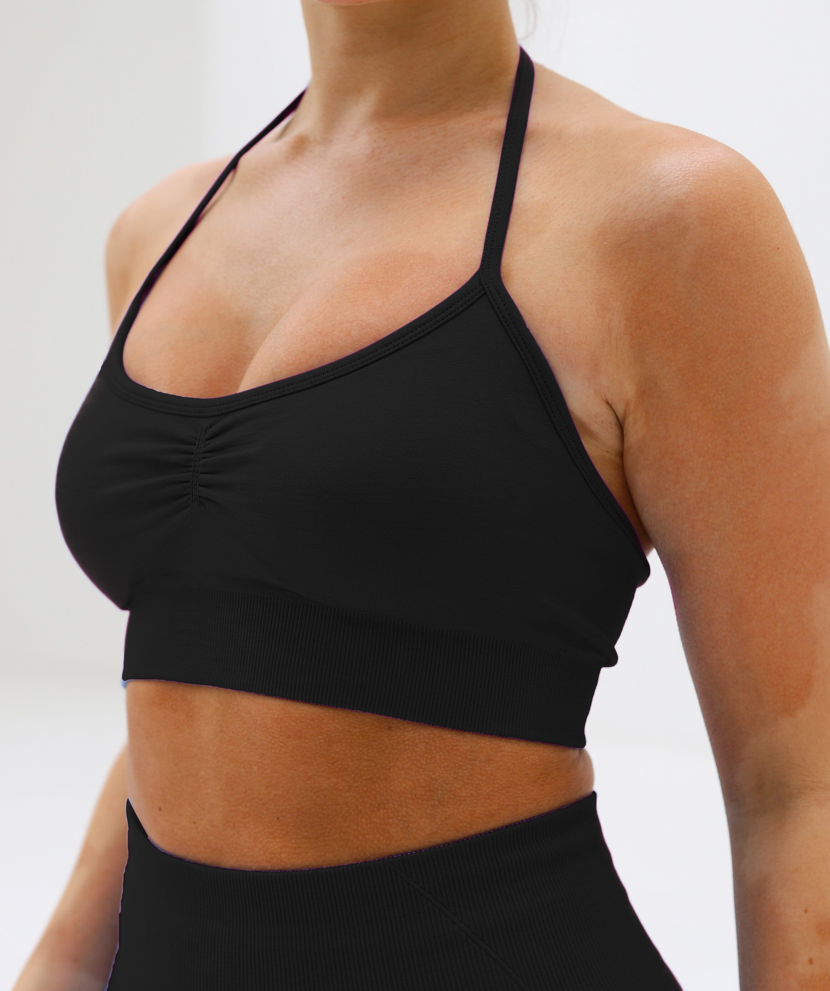 Halter Neck Top Black Charcoal Grey 