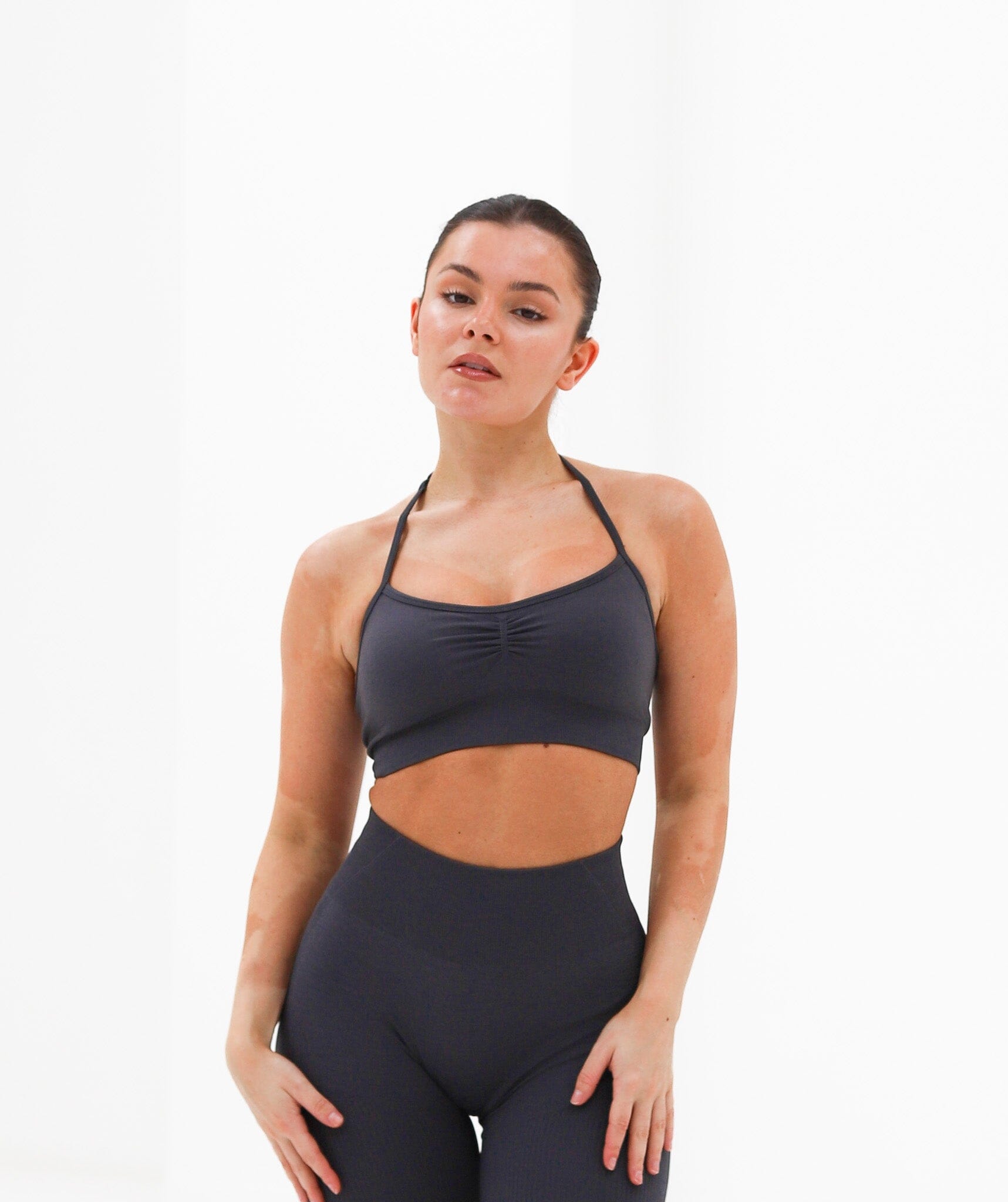 Halter Neck Top Charcoal Grey 