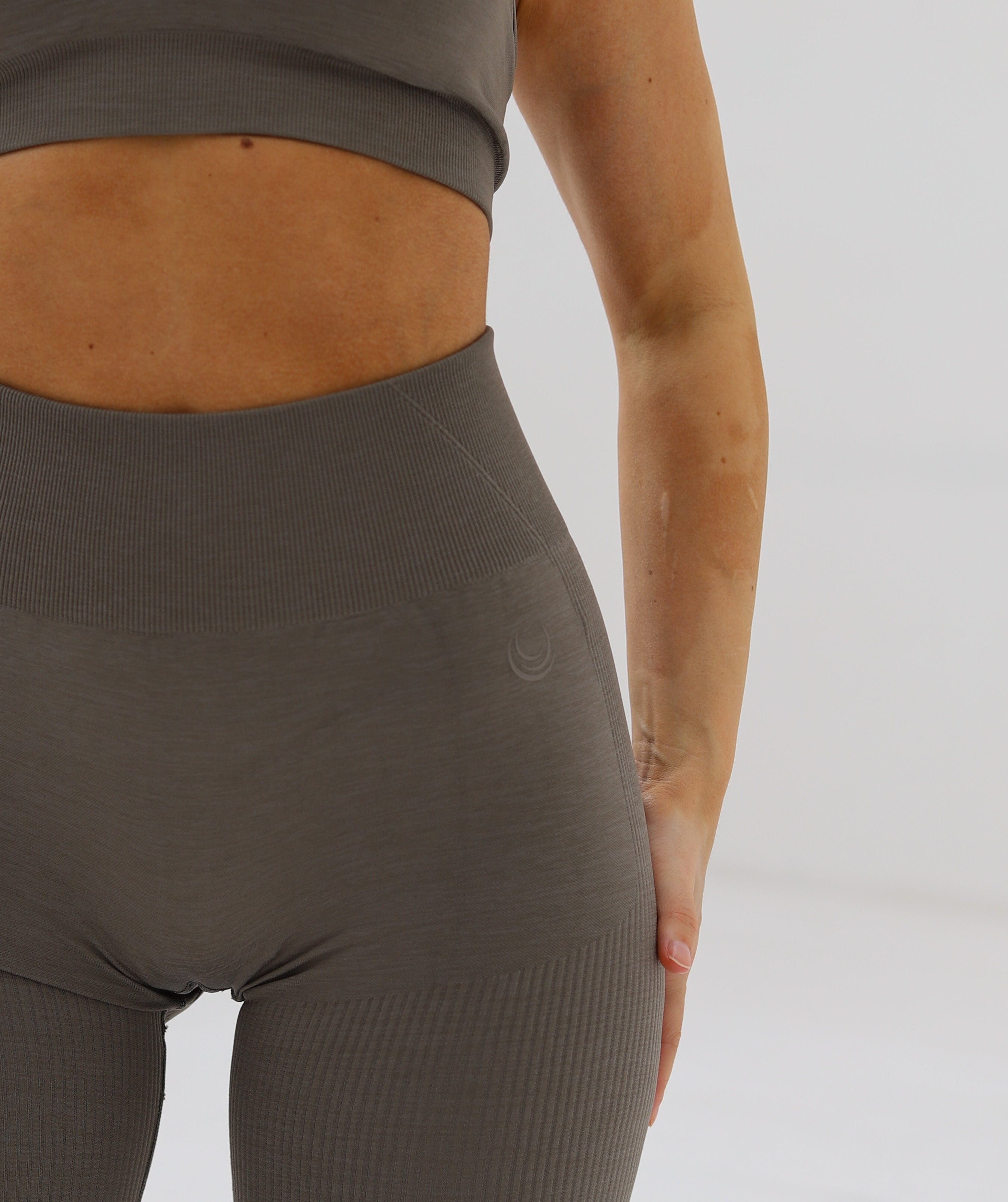 Scrunch Sculpt Ribbed Contour Leggings - Taupe Brown Taupe Brown 