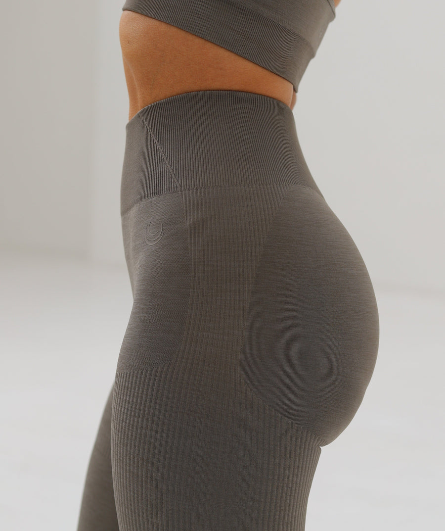 Scrunch Sculpt Ribbed Contour Leggings - Taupe Brown Taupe Brown 